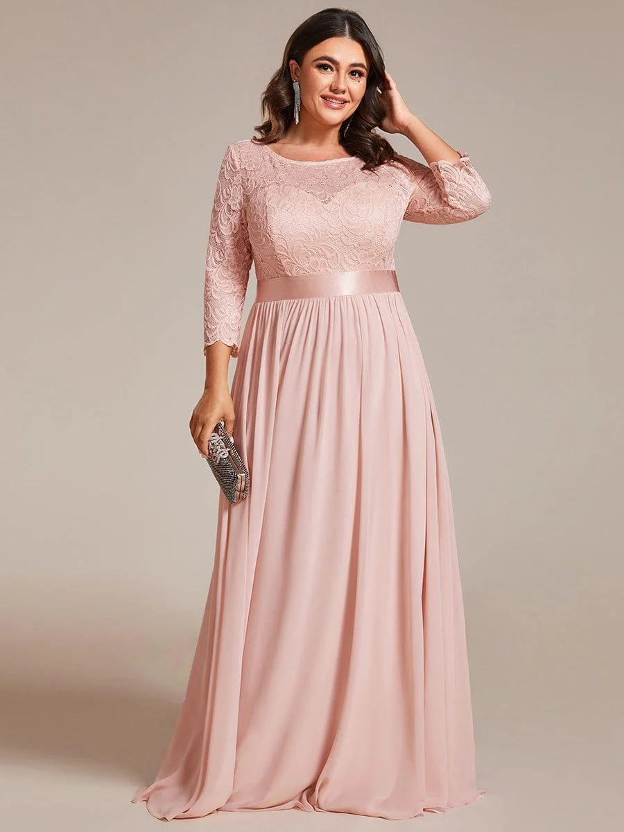 ever FAUN|Elegant Round Neck A Line See-Through Lace Bridesmaid Dress - Image 123