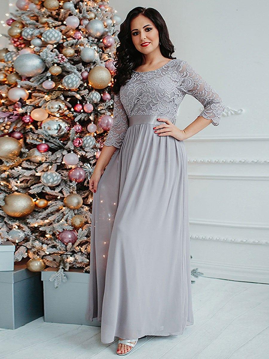 ever FAUN|Elegant Round Neck A Line See-Through Lace Bridesmaid Dress - Image 17