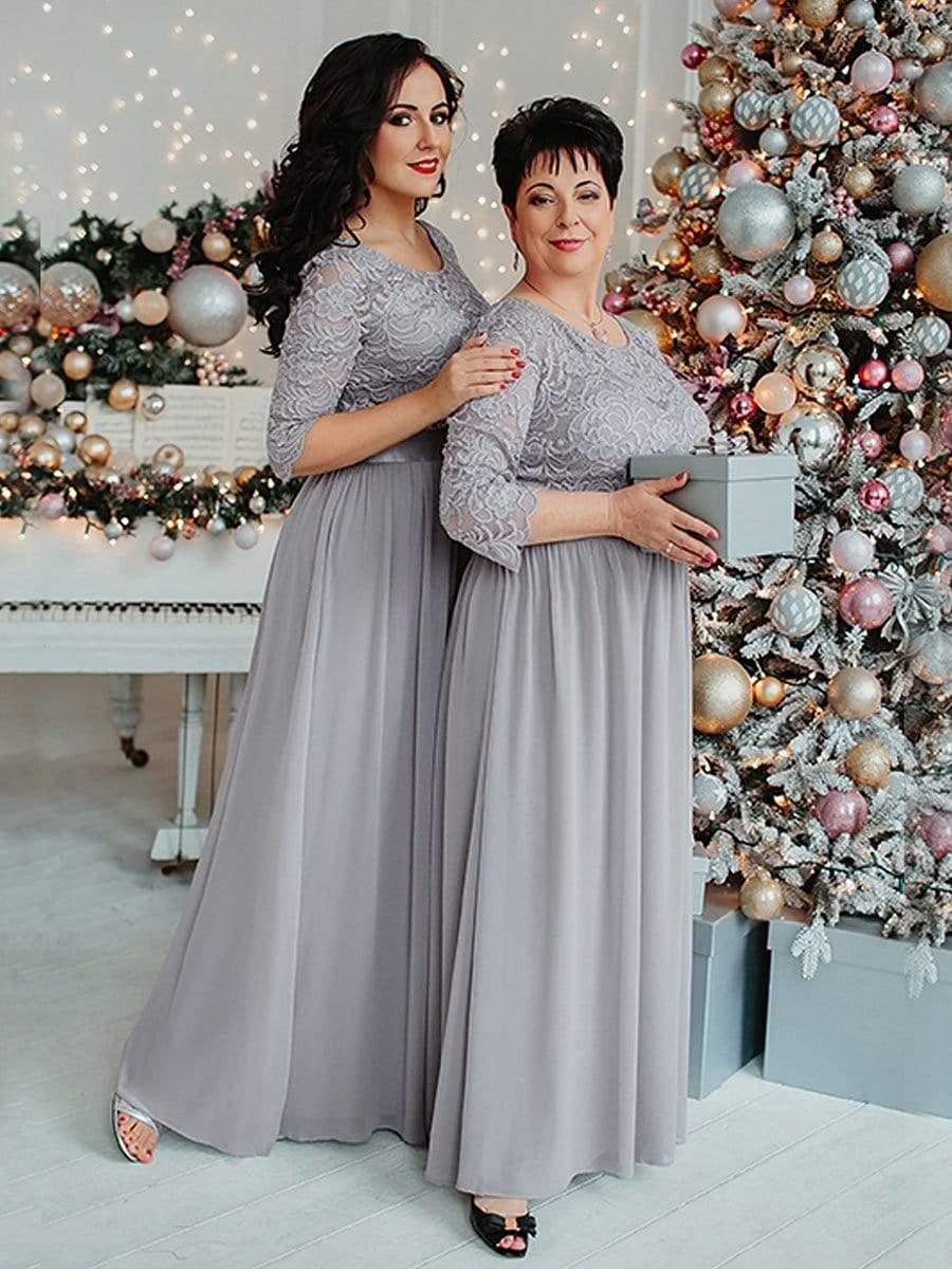 ever FAUN|Elegant Round Neck A Line See-Through Lace Bridesmaid Dress - Image 19