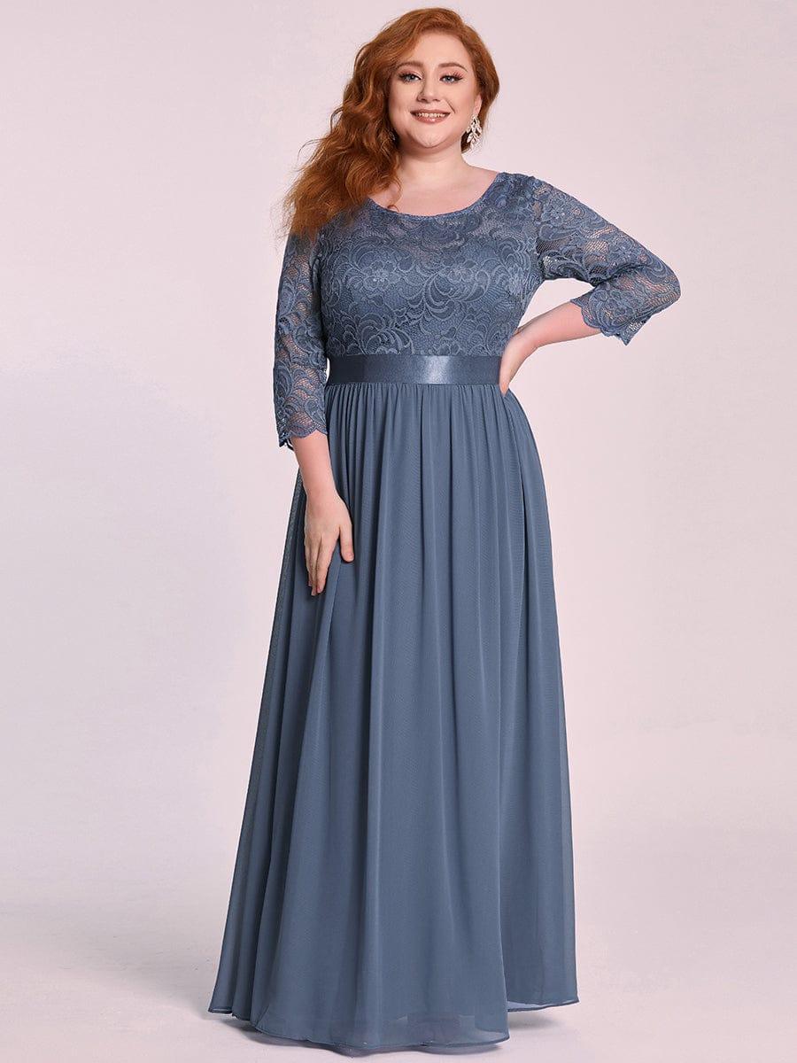 ever FAUN|See-Through Floor Length Lace Bridesmaid Dress with Half Sleeve - Image 40