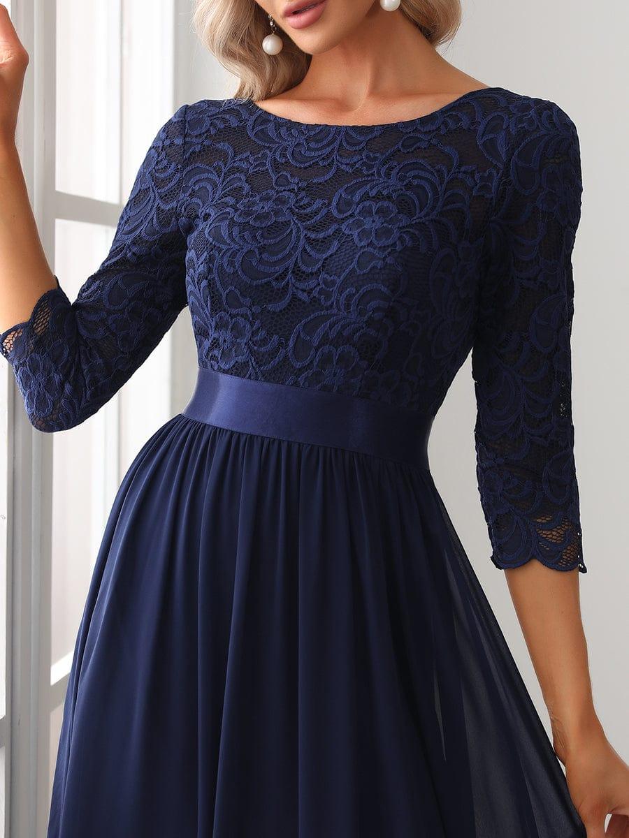 ever FAUN|Elegant Round Neck A Line See-Through Lace Bridesmaid Dress - Image 28