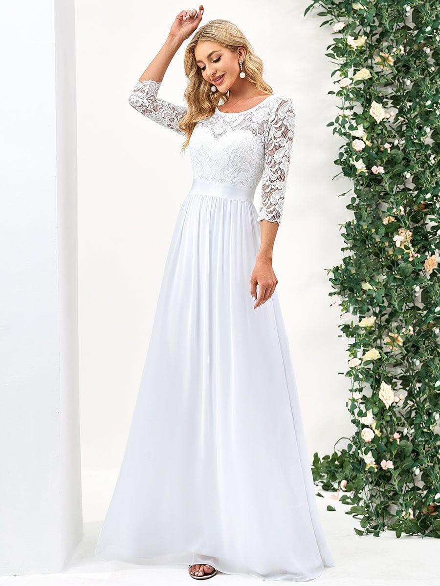 ever FAUN|Elegant Round Neck A Line See-Through Lace Bridesmaid Dress - Image 48