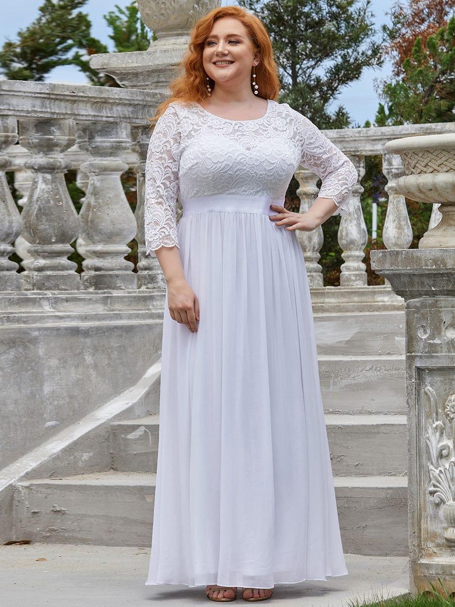 ever FAUN|Elegant Round Neck A Line See-Through Lace Bridesmaid Dress - Image 50