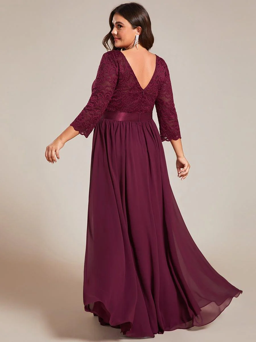ever FAUN|Elegant Round Neck A Line See-Through Lace Bridesmaid Dress - Image 66