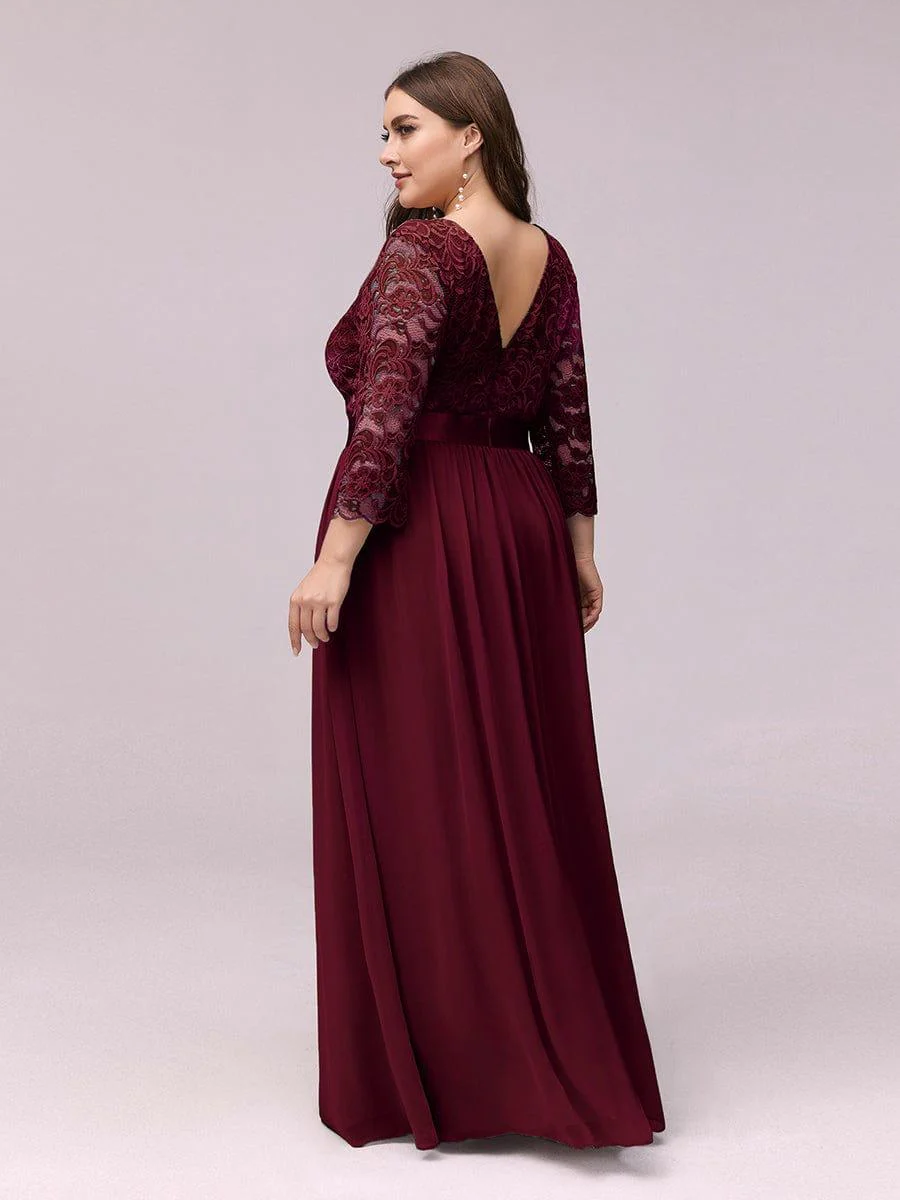 ever FAUN|Elegant Round Neck A Line See-Through Lace Bridesmaid Dress - Image 7