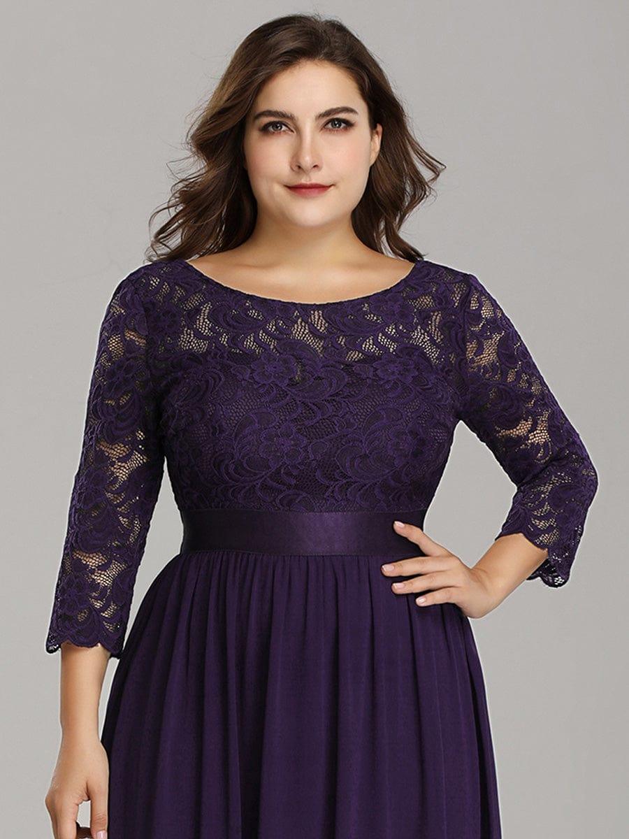 ever FAUN|Elegant Round Neck A Line See-Through Lace Bridesmaid Dress - Image 76