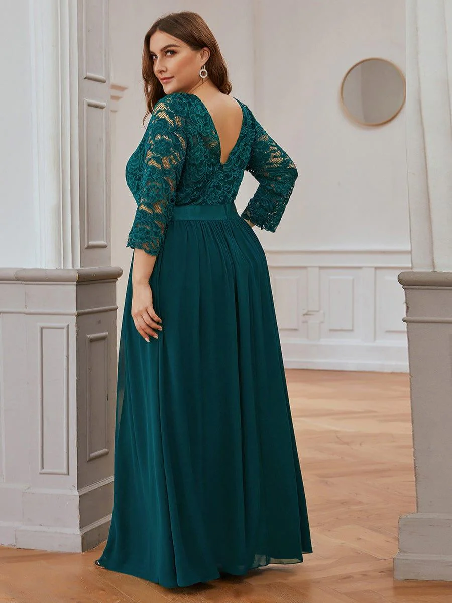 ever FAUN|Elegant Round Neck A Line See-Through Lace Bridesmaid Dress - Image 96
