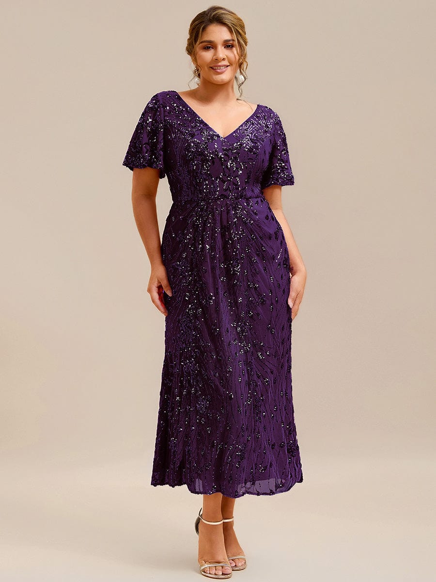 ever PALMER|Sequin Ruffle Sleeve Evening Dress - Image 100