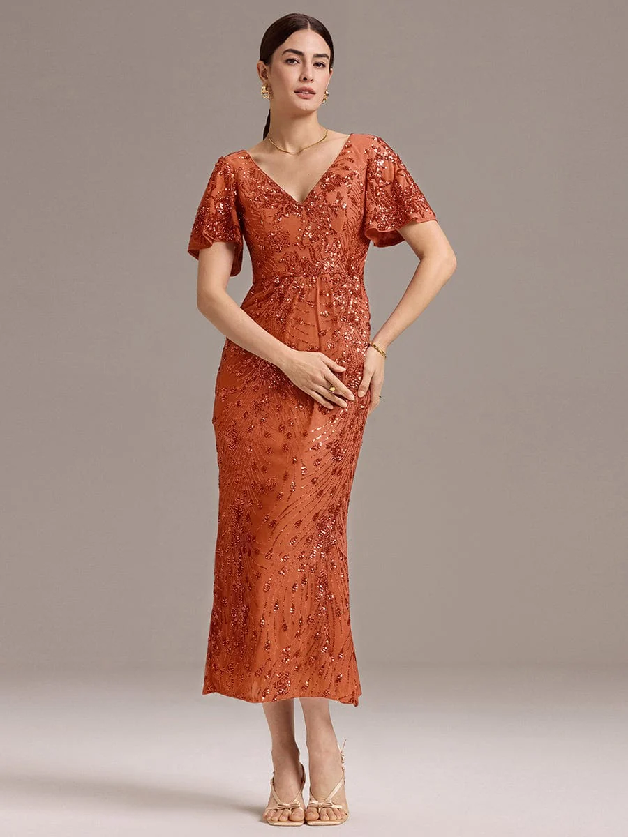 ever PALMER|Sequin Ruffle Sleeve Evening Dress - Image 104