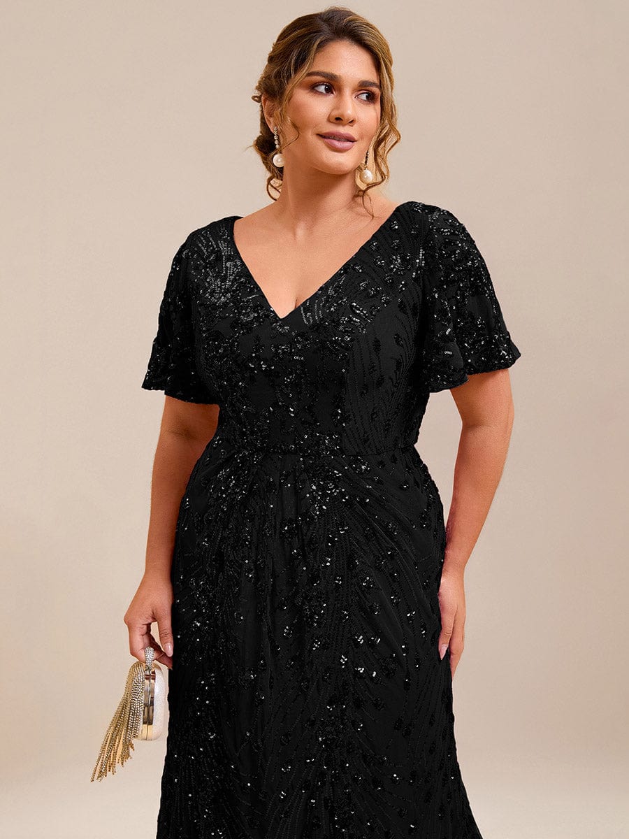 ever PALMER|Sequin Ruffle Sleeve Evening Dress - Image 12