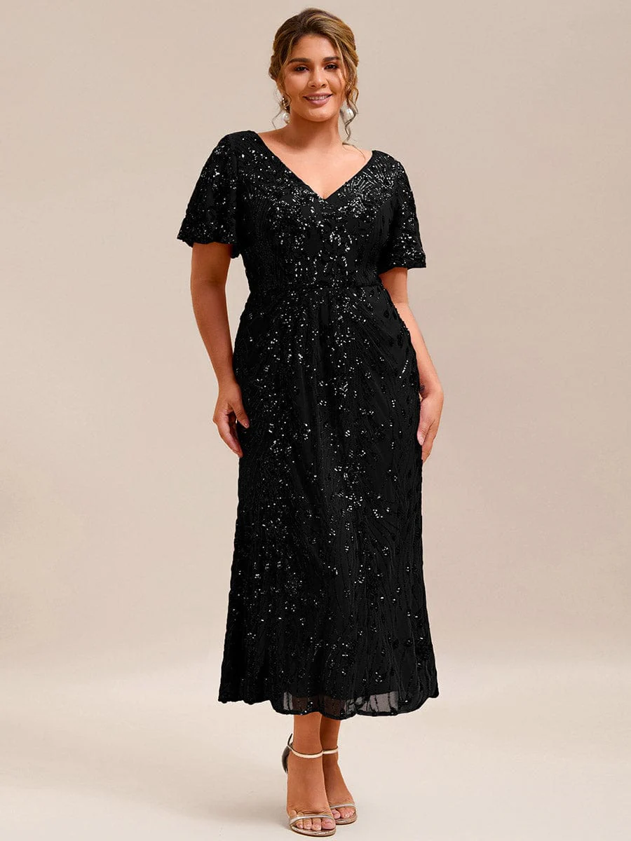ever PALMER|Sequin Ruffle Sleeve Evening Dress - Image 14