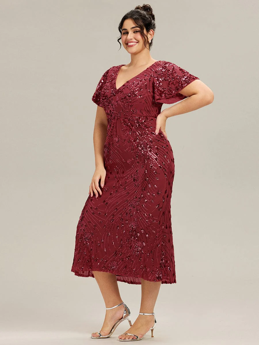 ever PALMER|Sequin Ruffle Sleeve Evening Dress - Image 72