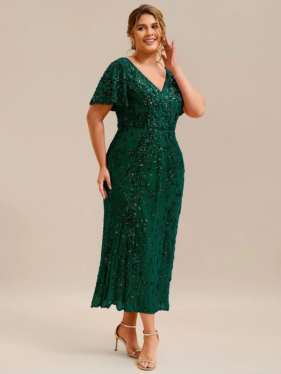 ever PALMER|Sequin Ruffle Sleeve Evening Dress - Image 89
