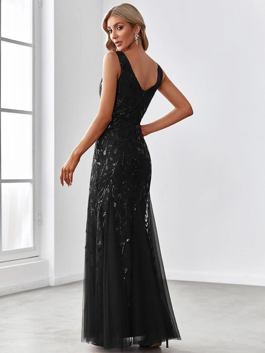ever ORIEL|Sexy Double V-Neck Mermaid Sequin Evening Maxi Dress for Women - Image 22