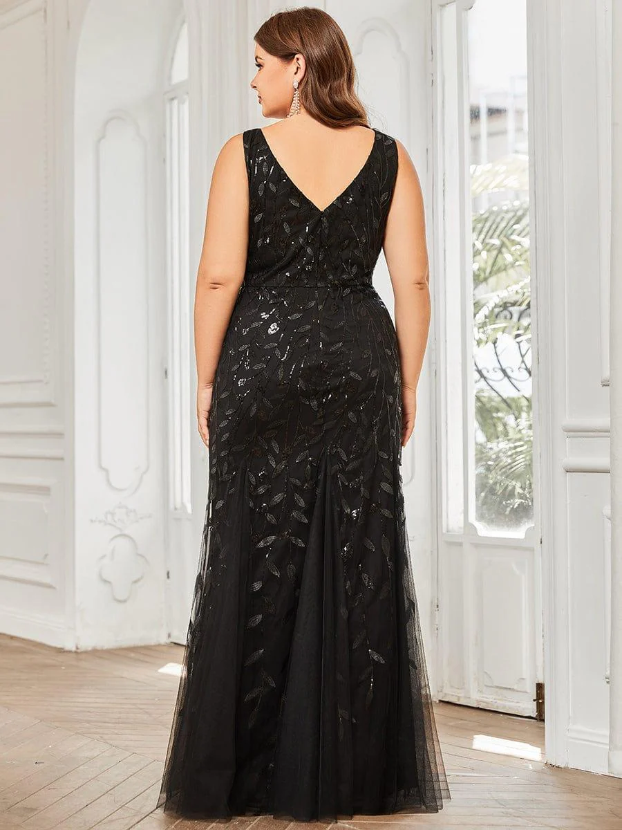 ever ORIEL|Sexy Double V-Neck Mermaid Sequin Evening Maxi Dress for Women - Image 26