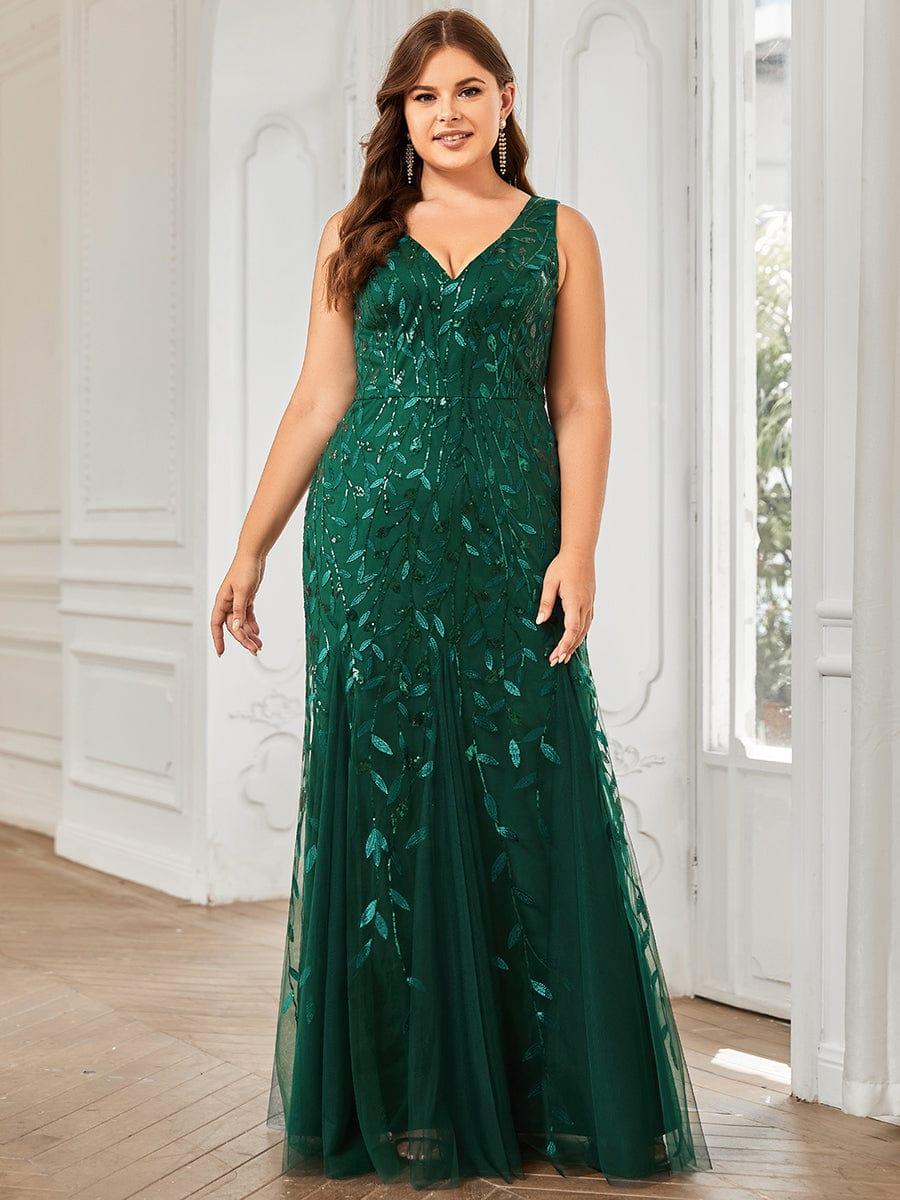 ever ORIEL|Sexy Double V-Neck Mermaid Sequin Evening Maxi Dress for Women - Image 8