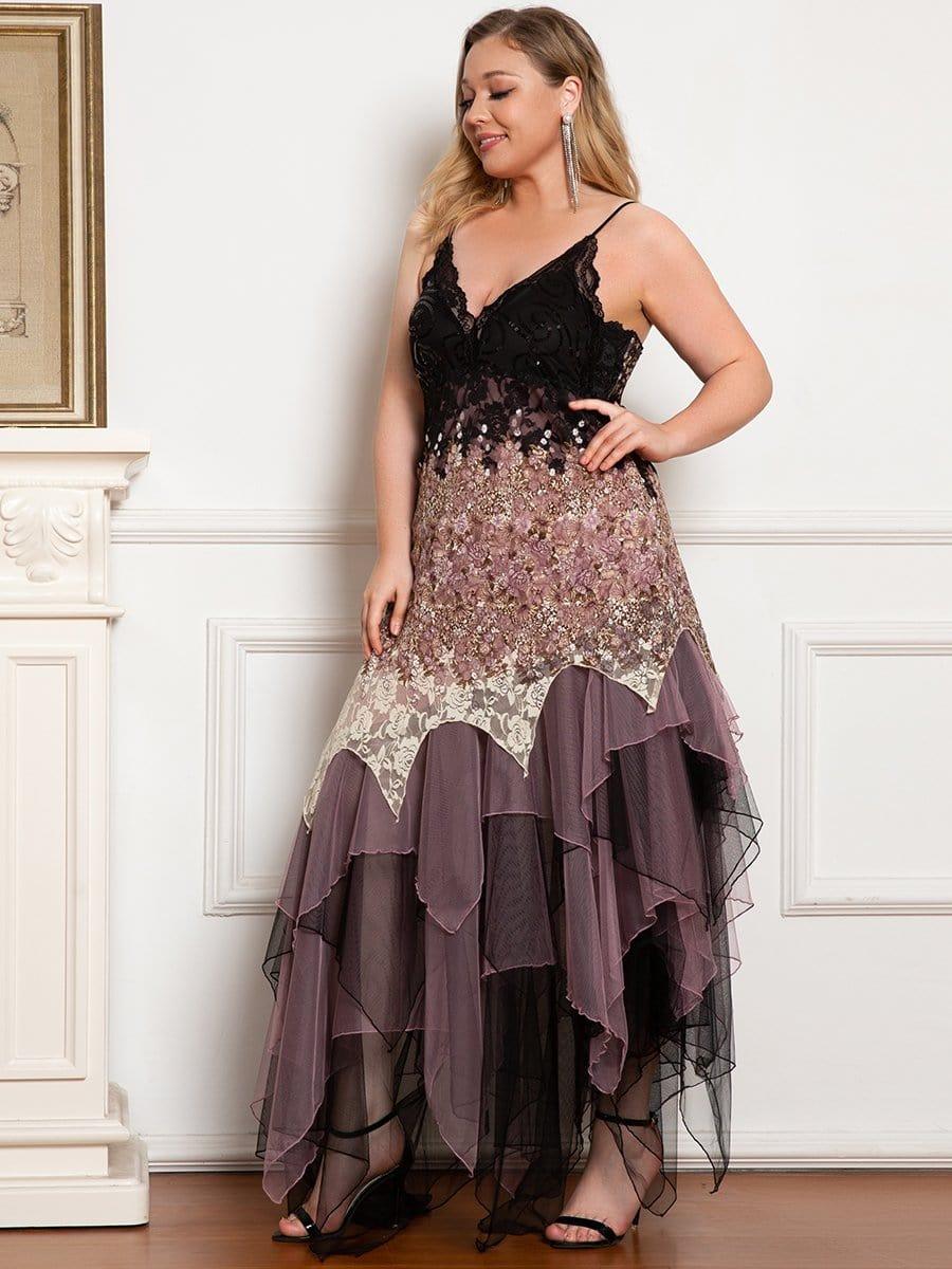 Sexy V Neck Irregular Hem Plus Size Prom Dresses(Final Sale) - Image 13