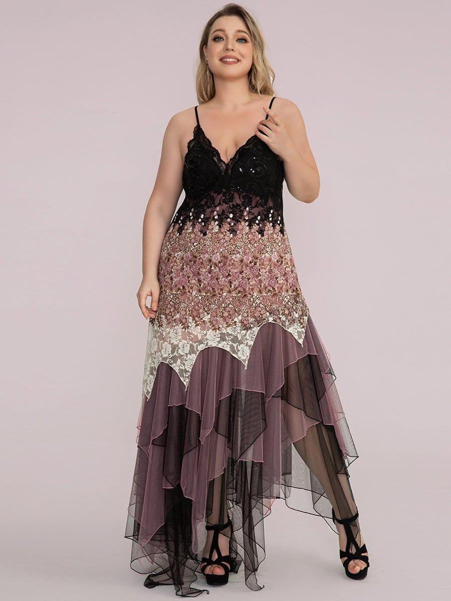 Sexy V Neck Irregular Hem Plus Size Prom Dresses(Final Sale) - Image 15