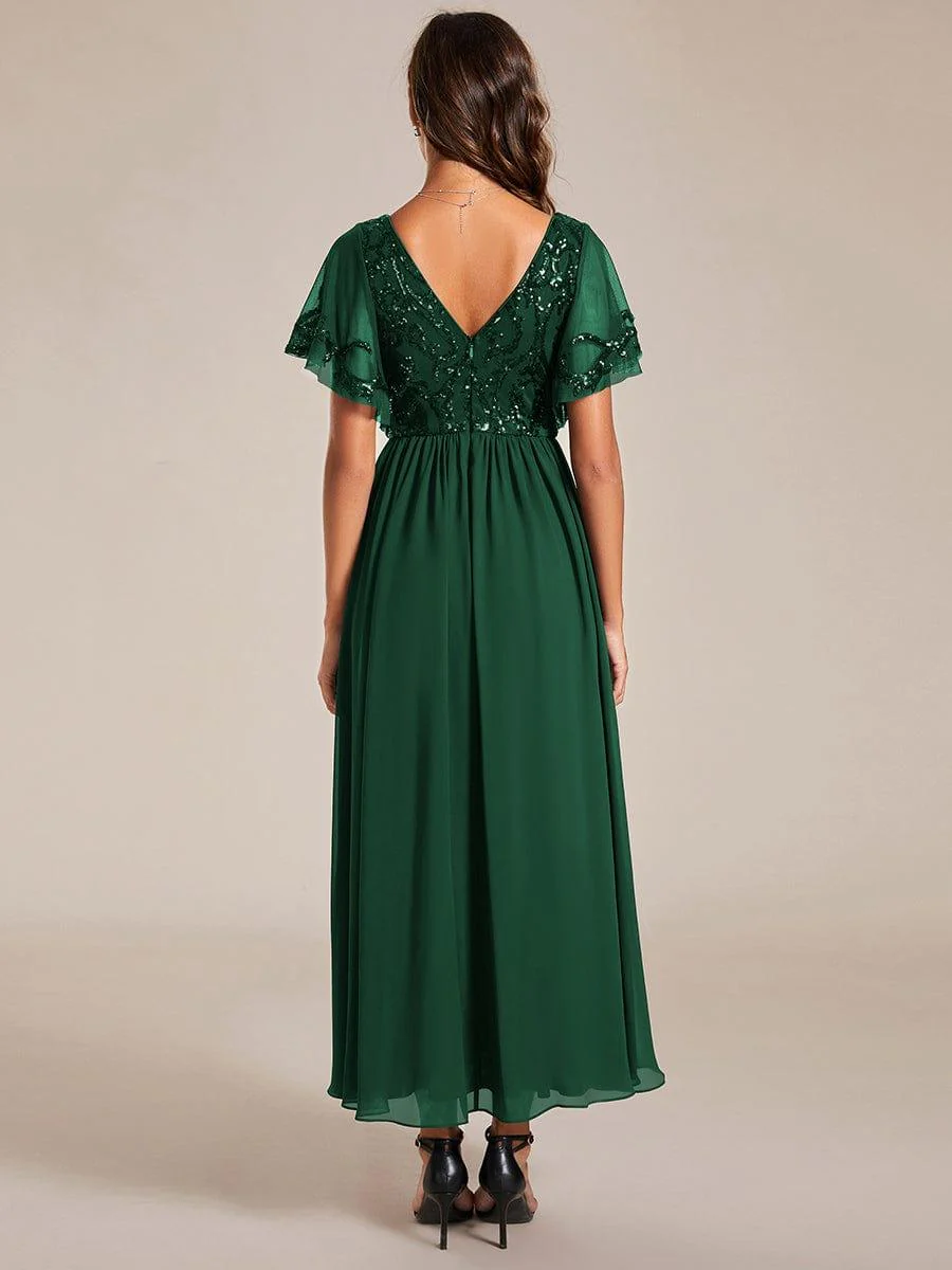 ever HAZEL|Short Sleeve V-Neck Sequin Chiffon A-Line Mother of the Bride Dress - Image 44