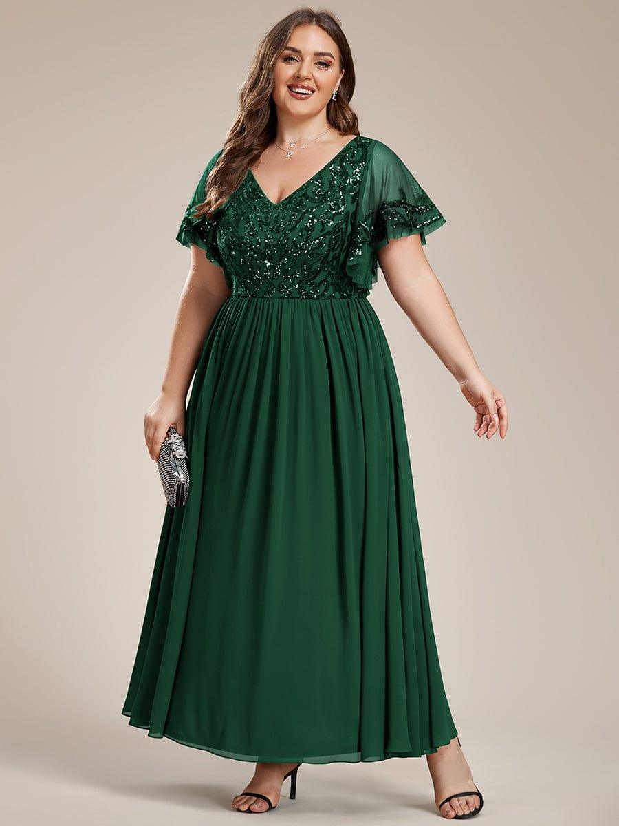 ever HAZEL|Short Sleeve V-Neck Sequin Chiffon A-Line Mother of the Bride Dress - Image 48