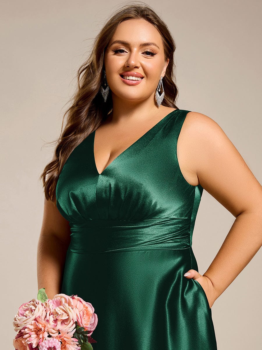 ever INDY|Sleeveless Empire Waist Satin Maxi Bridesmaid Dress With Pockets - Image 73