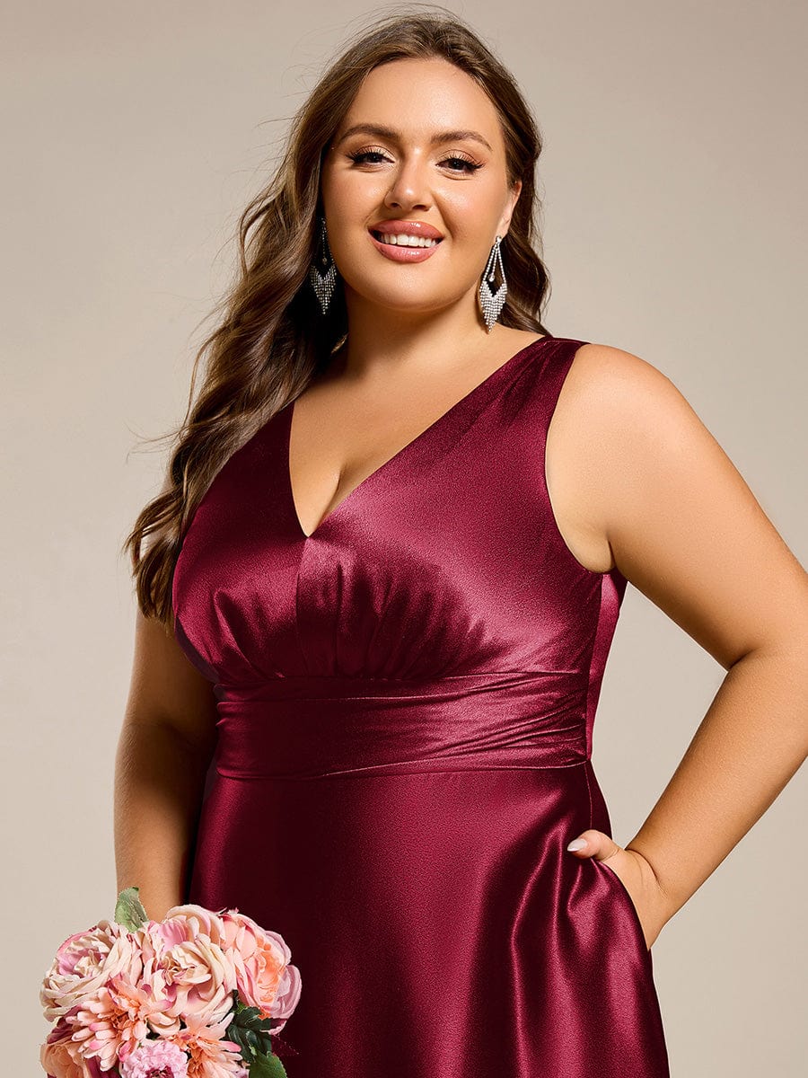 ever INDY|Sleeveless Empire Waist Satin Maxi Bridesmaid Dress With Pockets - Image 90
