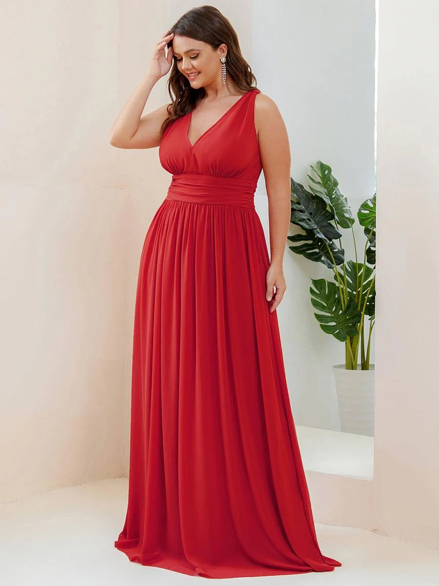 ever HUSH|V Neck Sleeveless Pleated Chiffon Evening Dress - Image 118