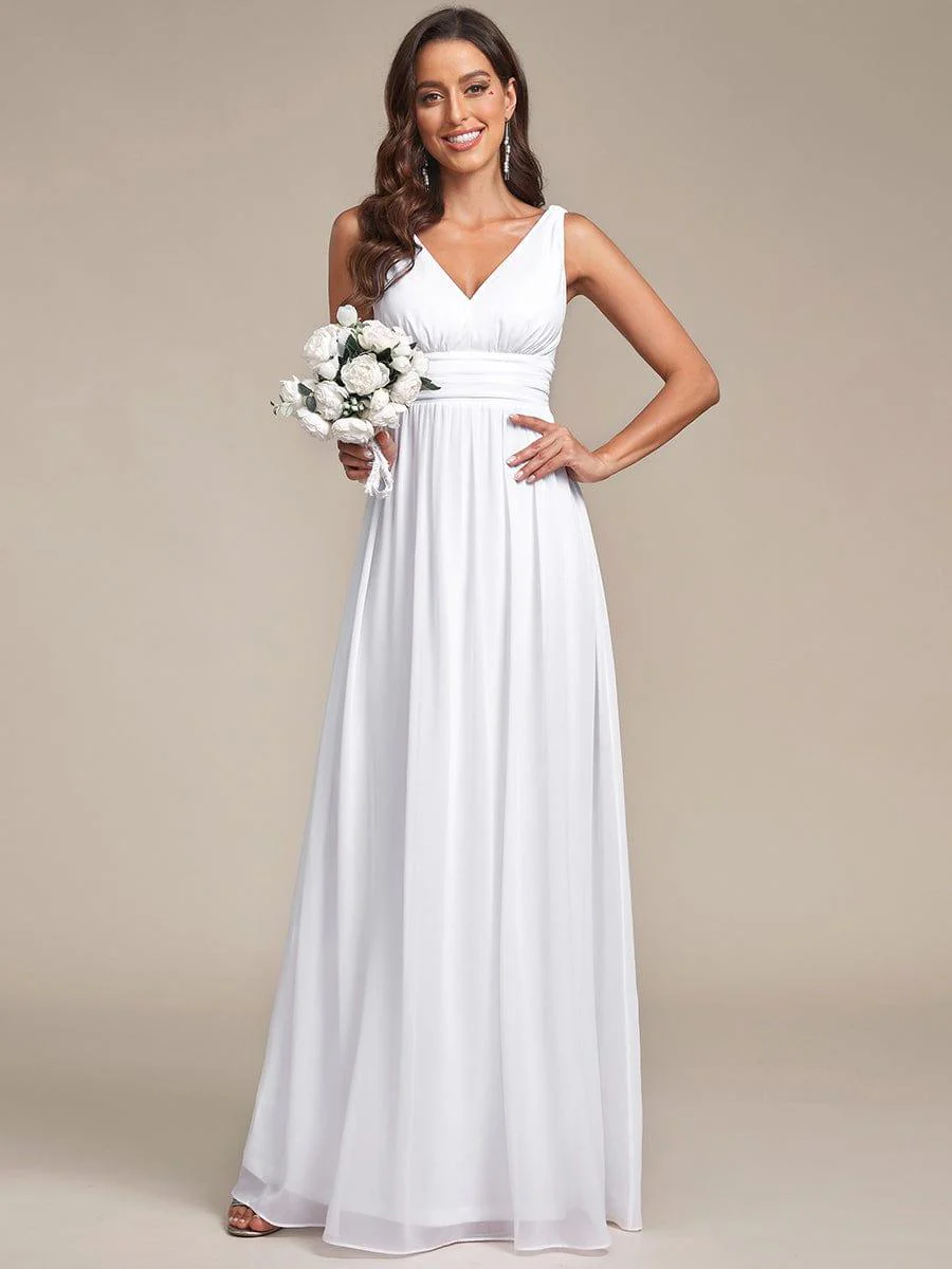 ever HUSH|V Neck Sleeveless Pleated Chiffon Evening Dress - Image 119