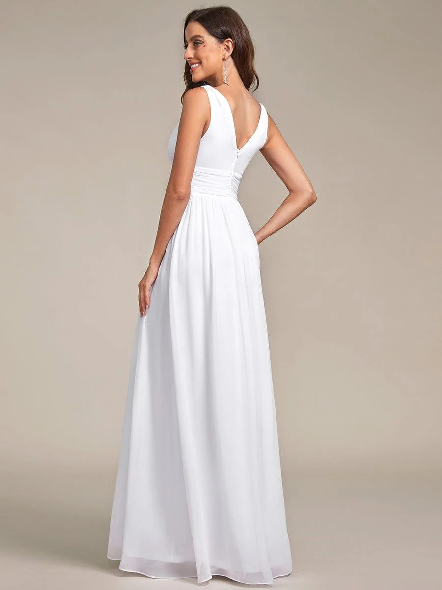 ever HUSH|V Neck Sleeveless Pleated Chiffon Evening Dress - Image 120