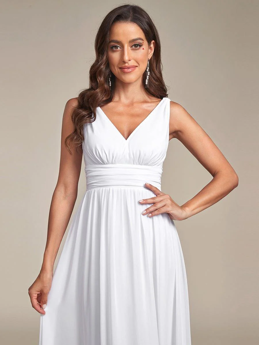 ever HUSH|V Neck Sleeveless Pleated Chiffon Evening Dress - Image 121