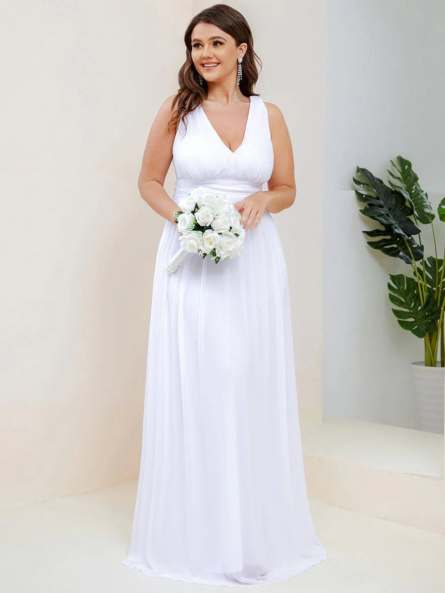 ever HUSH|V Neck Sleeveless Pleated Chiffon Evening Dress - Image 124