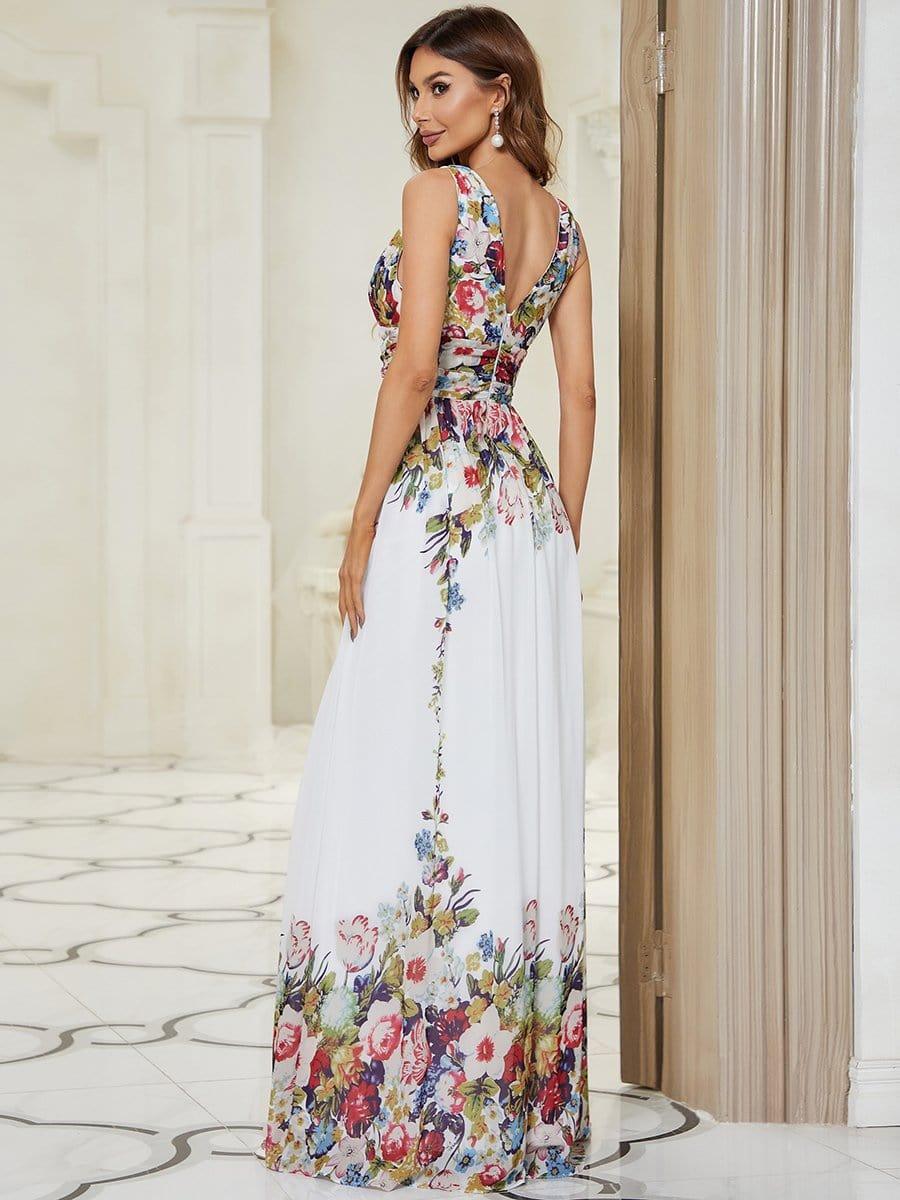 ever HUSH|V Neck Sleeveless Pleated Chiffon Evening Dress - Image 127