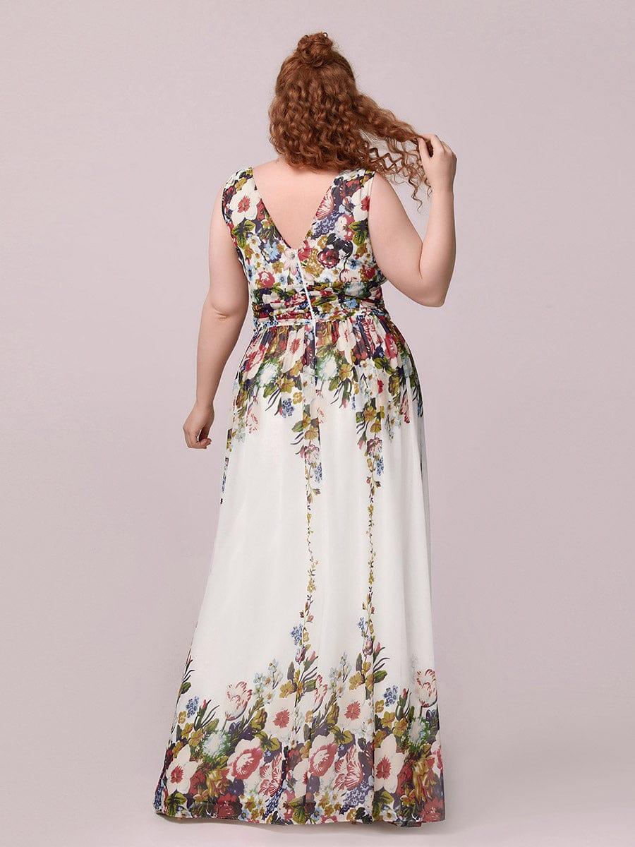 ever HUSH|V Neck Sleeveless Pleated Chiffon Evening Dress - Image 132