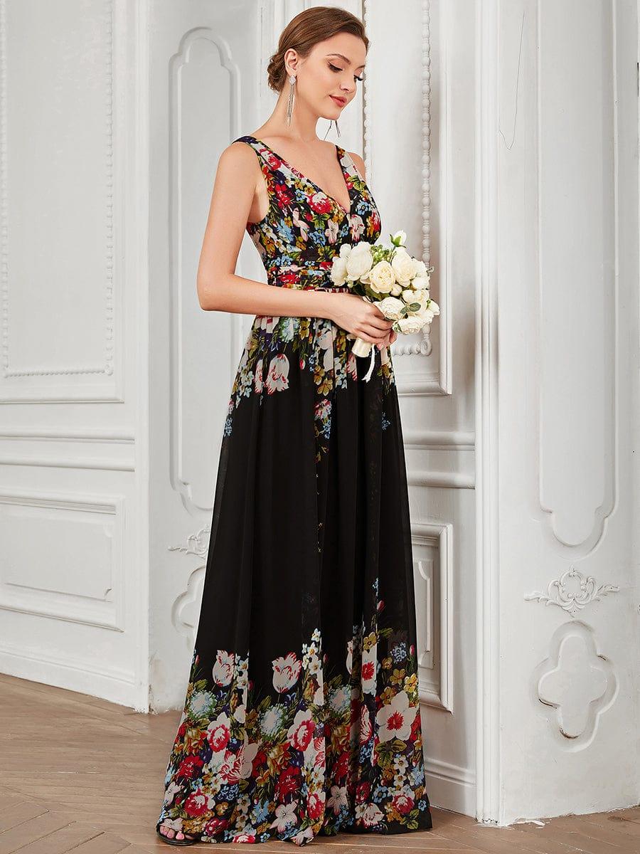 ever HUSH|V Neck Sleeveless Pleated Chiffon Evening Dress - Image 133