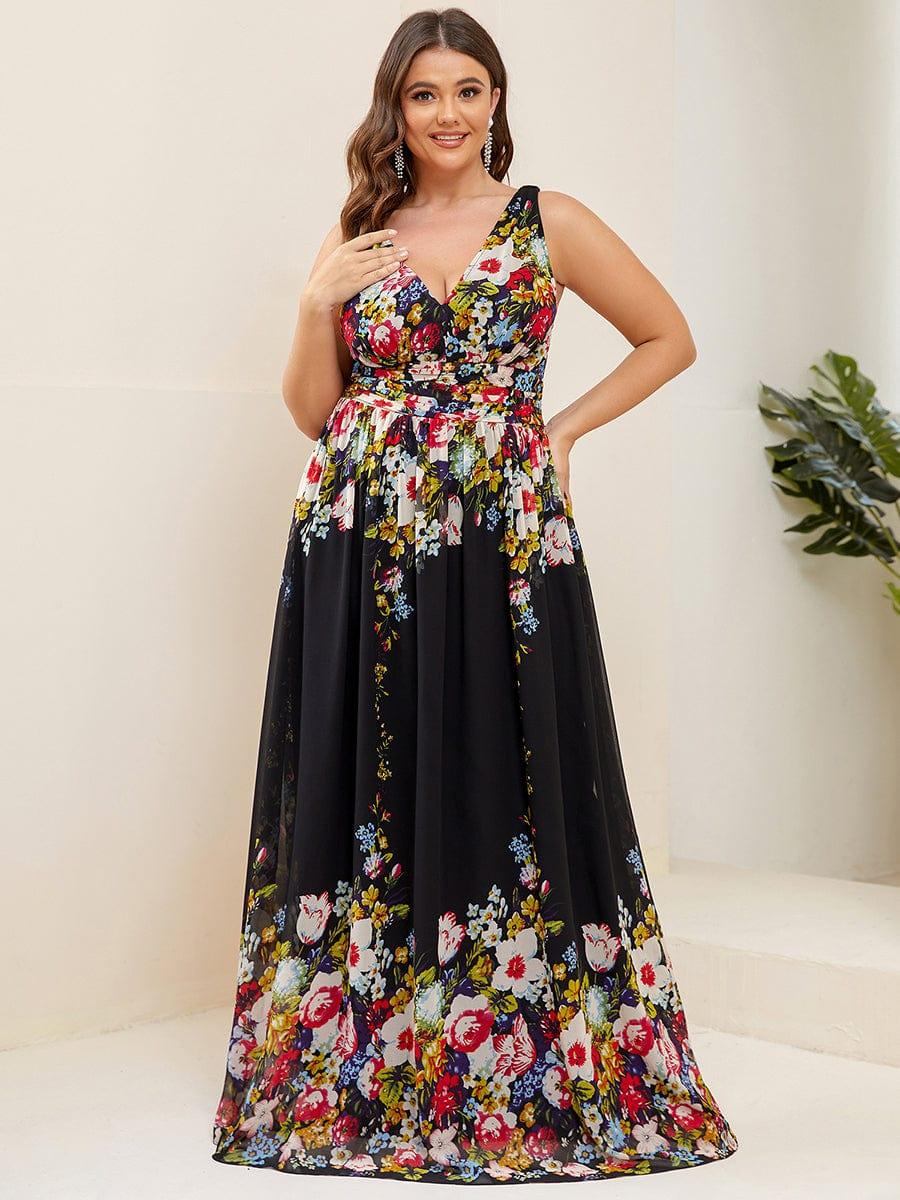 ever HUSH|V Neck Sleeveless Pleated Chiffon Evening Dress - Image 137