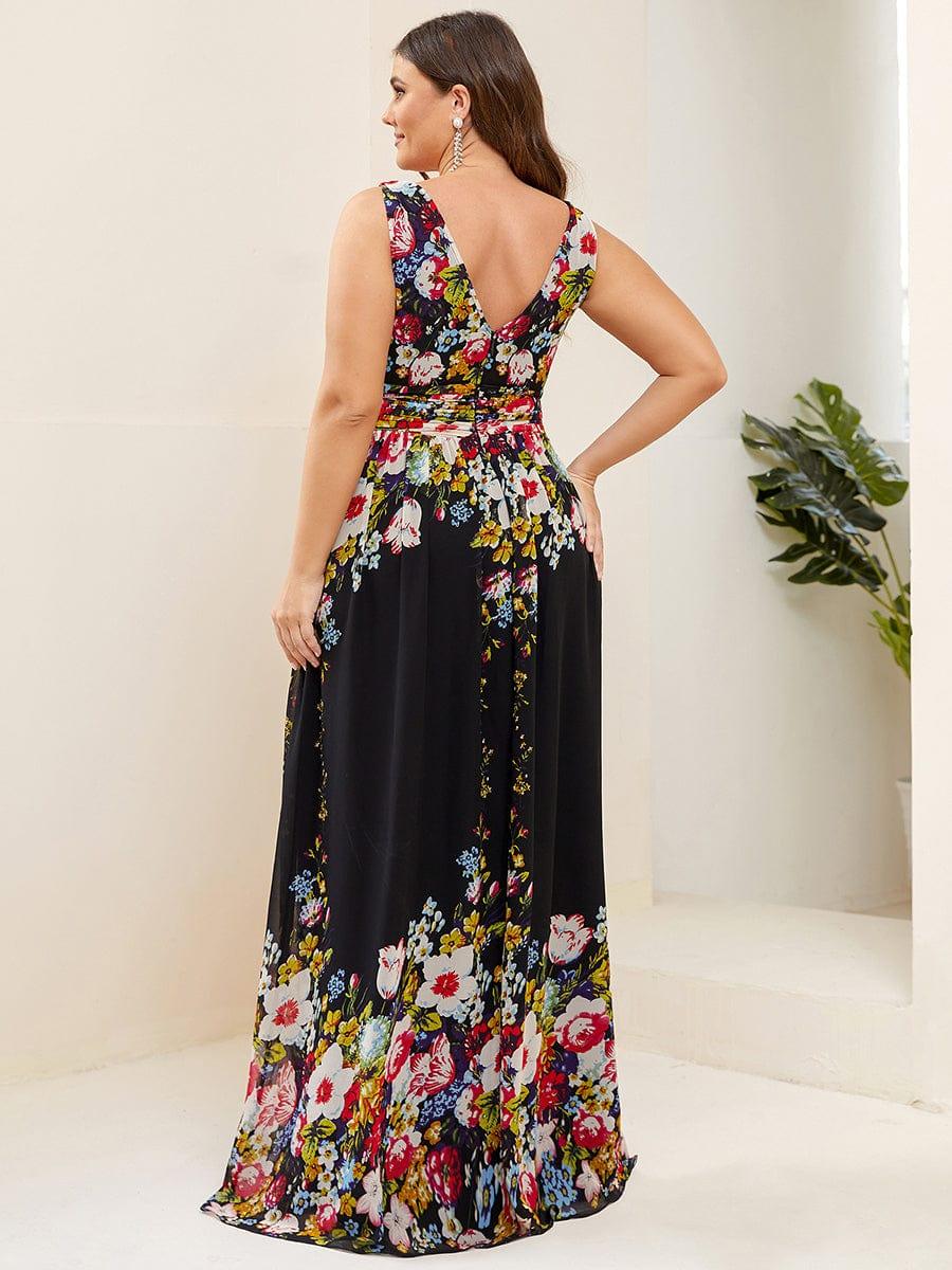 ever HUSH|V Neck Sleeveless Pleated Chiffon Evening Dress - Image 138