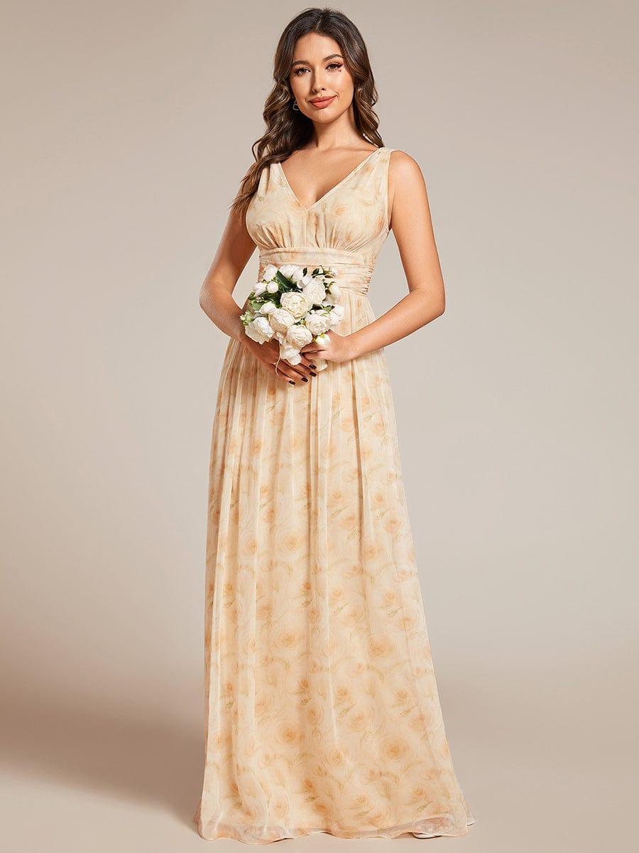ever HUSH|V Neck Sleeveless Pleated Chiffon Evening Dress - Image 139