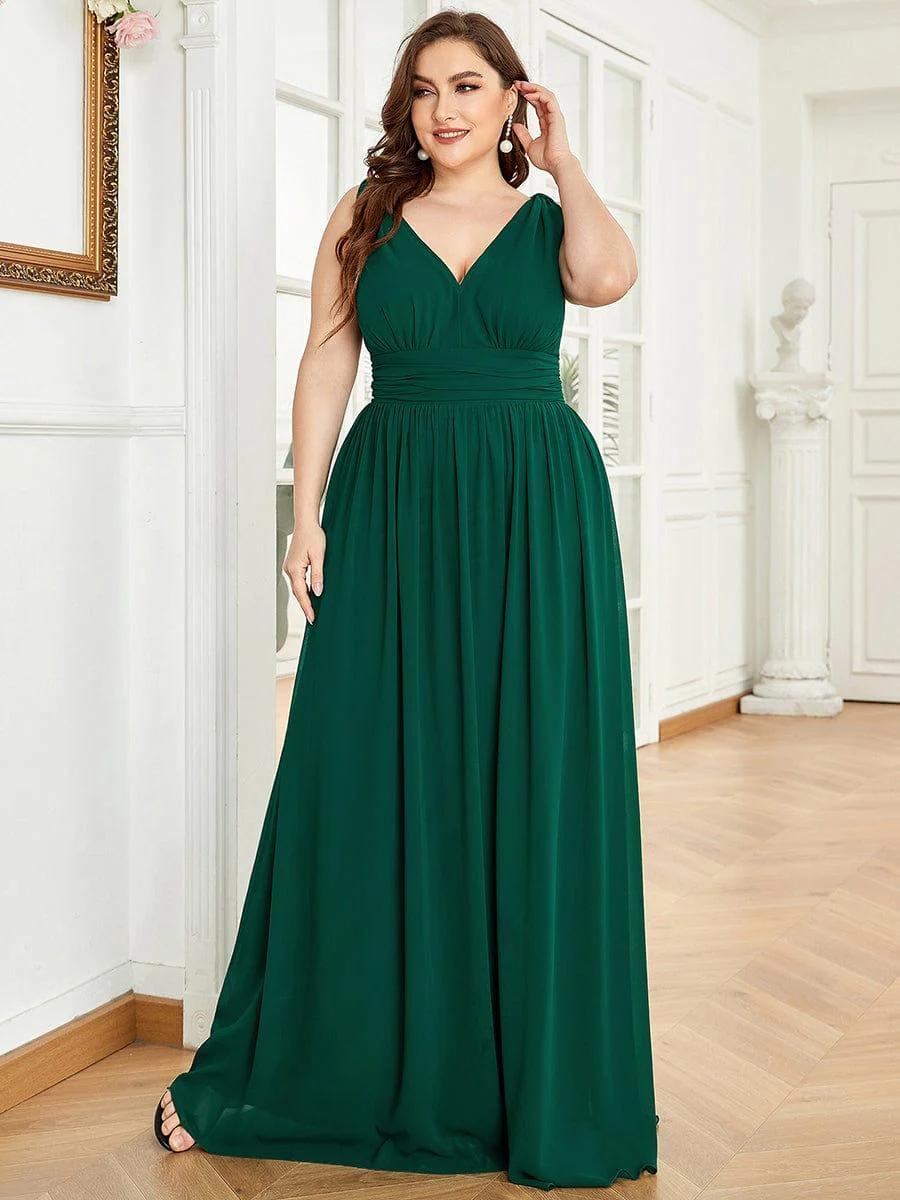 ever HUSH|V Neck Sleeveless Pleated Chiffon Evening Dress - Image 14