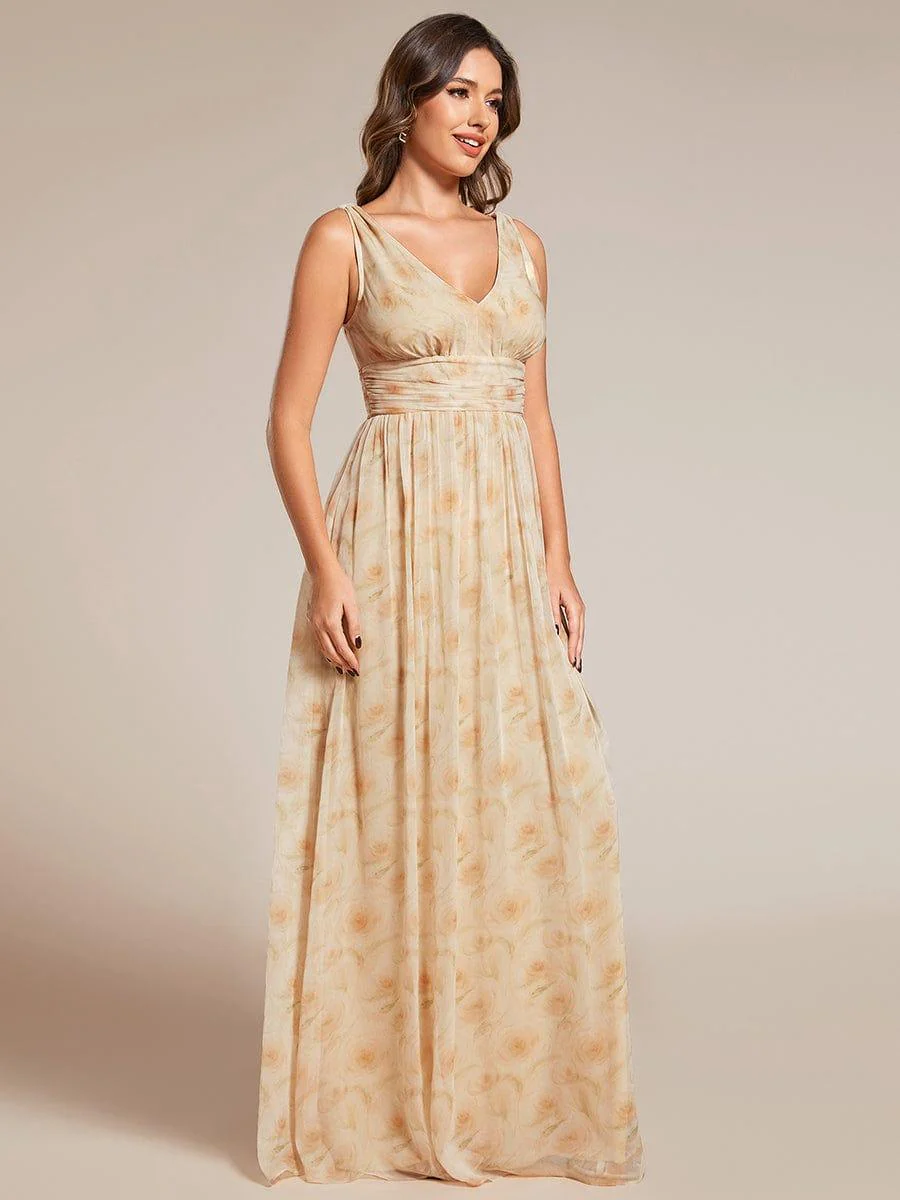 ever HUSH|V Neck Sleeveless Pleated Chiffon Evening Dress - Image 142