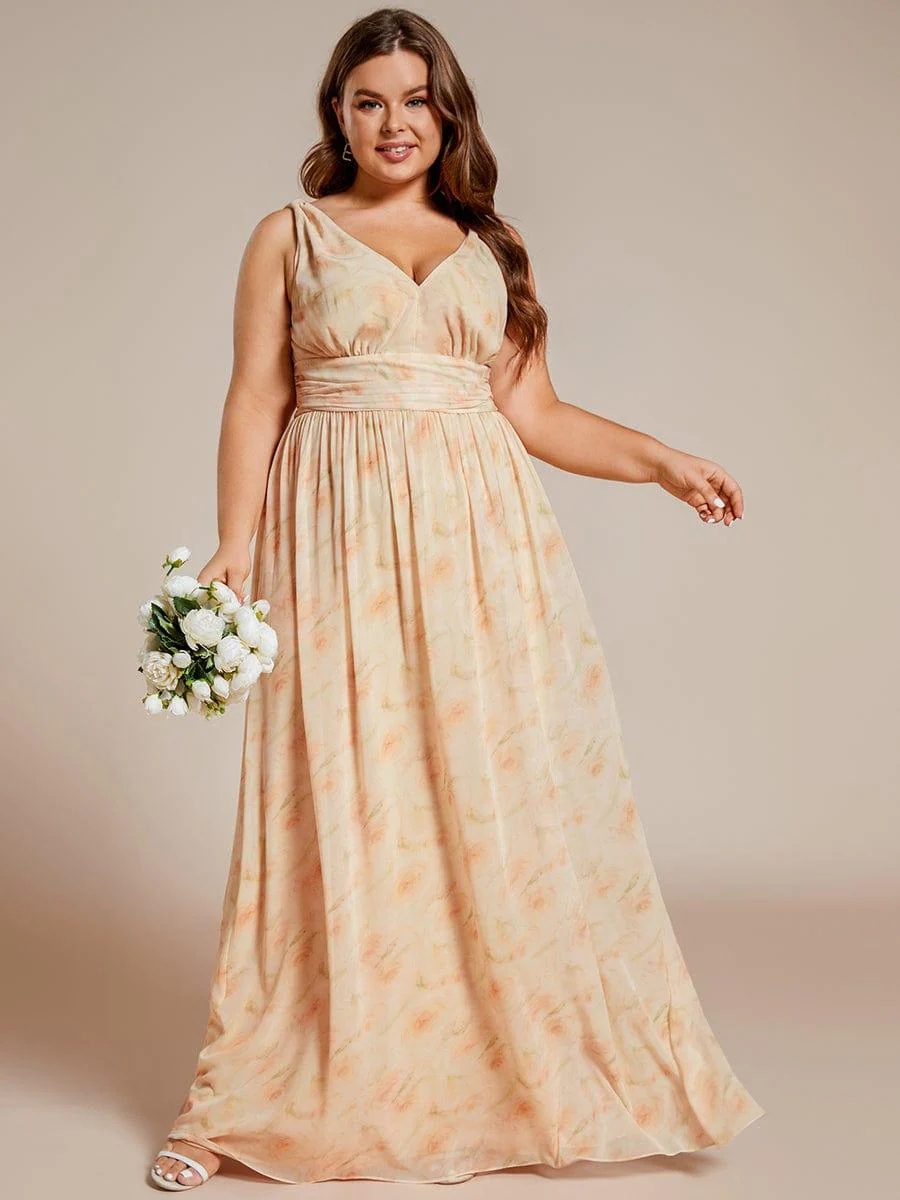 ever HUSH|V Neck Sleeveless Pleated Chiffon Evening Dress - Image 144
