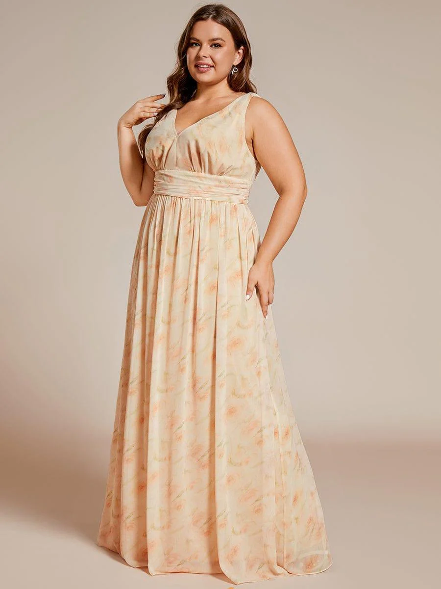 ever HUSH|V Neck Sleeveless Pleated Chiffon Evening Dress - Image 147