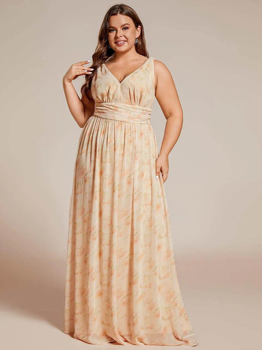 ever HUSH|V Neck Sleeveless Pleated Chiffon Evening Dress - Image 148