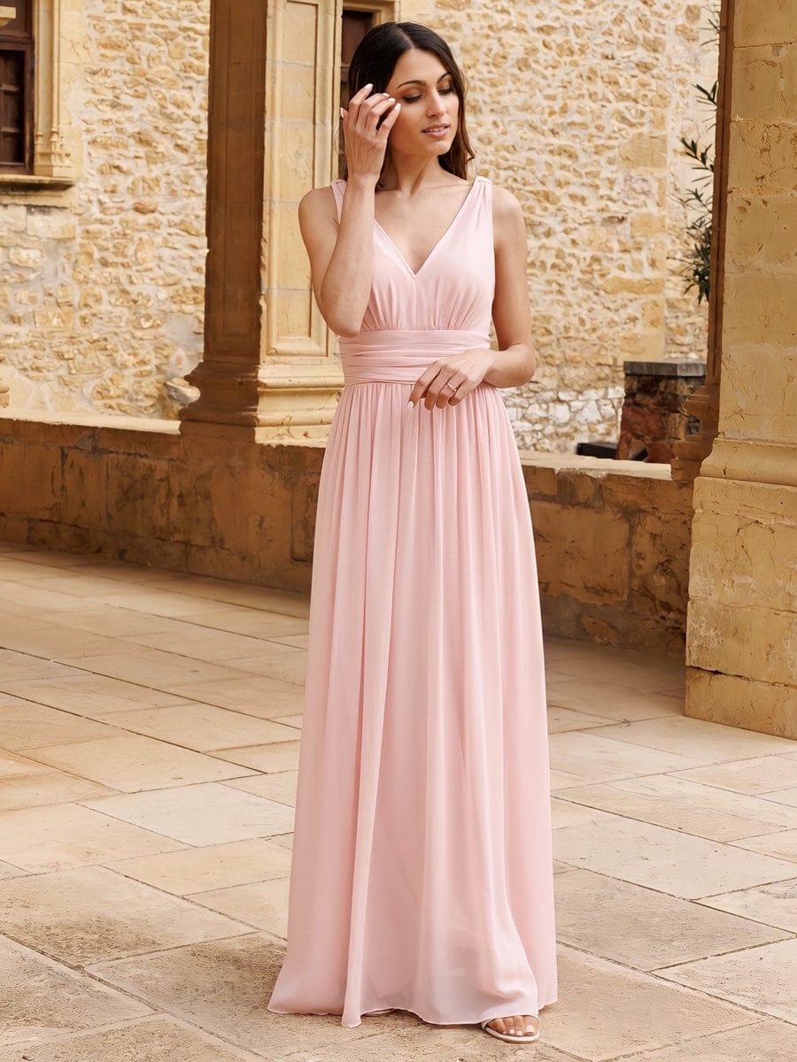 ever HUSH|V Neck Sleeveless Pleated Chiffon Evening Dress - Image 23
