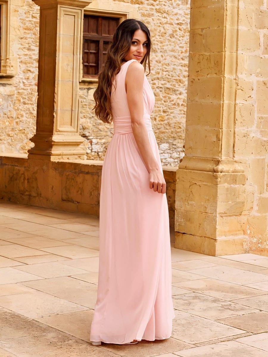 ever HUSH|V Neck Sleeveless Pleated Chiffon Evening Dress - Image 24