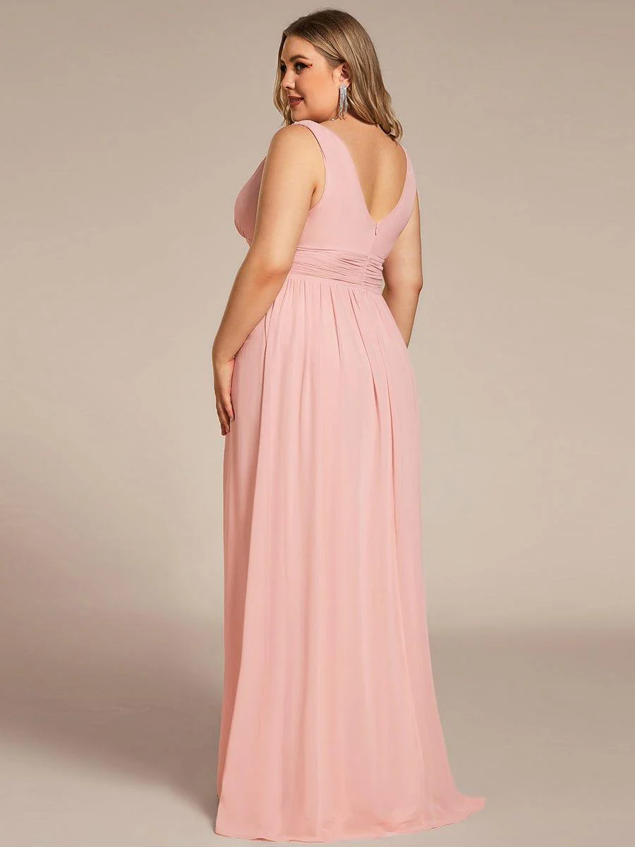 ever HUSH|V Neck Sleeveless Pleated Chiffon Evening Dress - Image 26