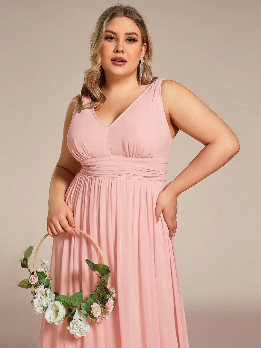 ever HUSH|V Neck Sleeveless Pleated Chiffon Evening Dress - Image 27