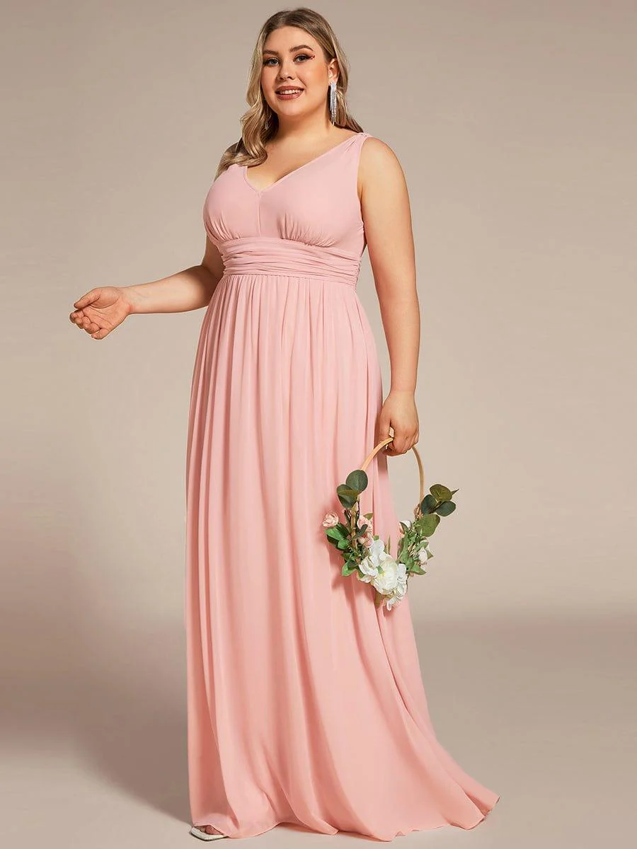 ever HUSH|V Neck Sleeveless Pleated Chiffon Evening Dress - Image 28