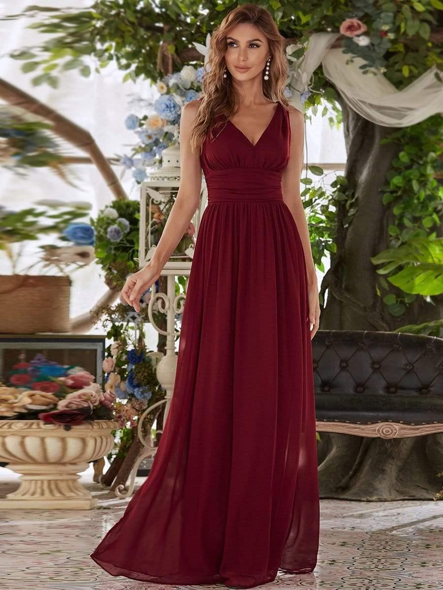 ever HUSH|V Neck Sleeveless Pleated Chiffon Evening Dress - Image 29