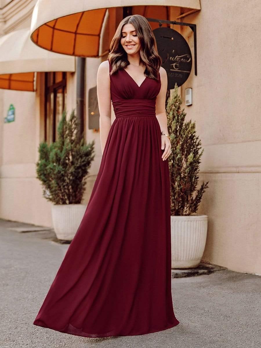 ever HUSH|V Neck Sleeveless Pleated Chiffon Evening Dress - Image 31