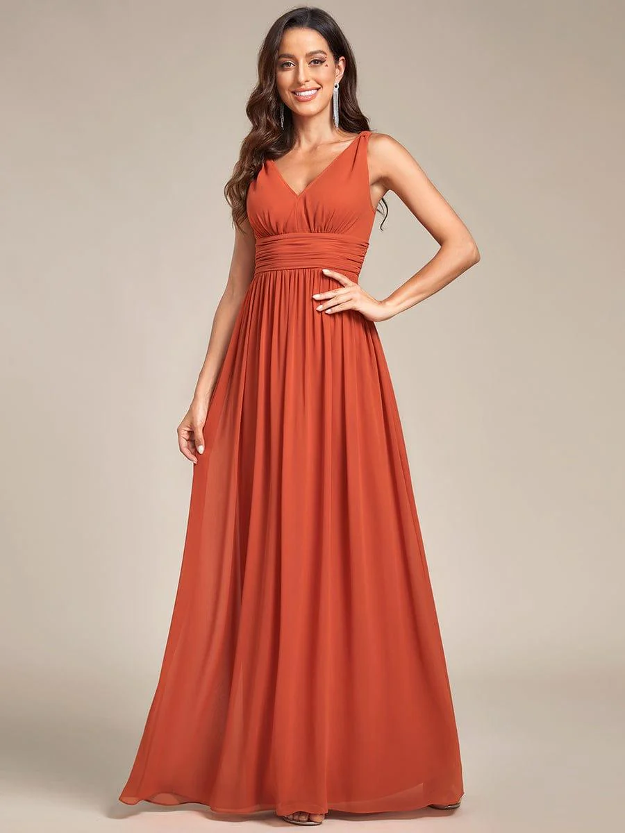 ever HUSH|V Neck Sleeveless Pleated Chiffon Evening Dress - Image 5